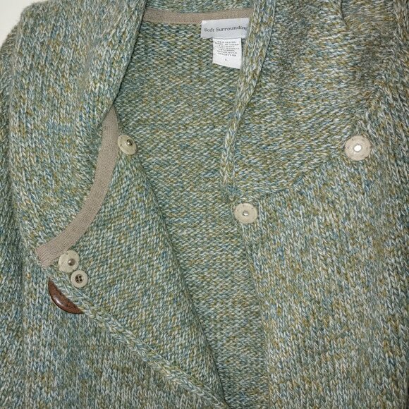 Soft Surroindings Wool Blend 3/4 Cuffed Sleeve Oversized Jacket Marled Green L - Picture 5 of 8